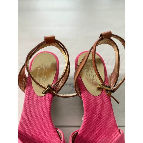 Coach Pink Espadrille Wedge Sandals - Size 8.5 - Picture 4 of 7
